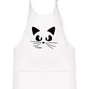 Kuchyňská zástěra Kočka mňau - Dětská zástěra na vaření - Univerzální velikost ( Bílá )