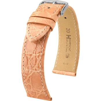 Řemínek na hodinky Kožený řemínek Hirsch Genuine Croco L 18920822-2, oranžový, krokodýlí kůže, délka L, Quick Release - 19 mm