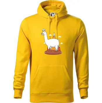 Pánská mikina Alpaka kreslená - Mikina pánská Cape s kapucí - L ( Žlutá )