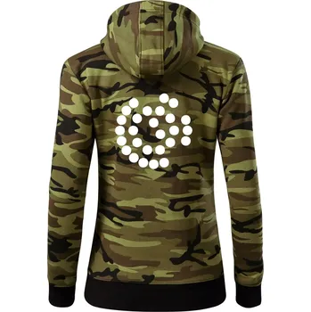 Dámská mikina SpaceX Super Heavy Raptor 2 - Dámská mikina trendy zipper s kapucí - XS ( Zelený maskáč )