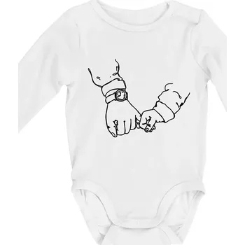 Táta a syn ruce obrys - Body kojenecké s dlouhým rukávem - Dlouhý r. do 3 měs ( Bílá )
