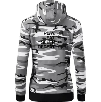 Dámská mikina Play eat sleep repeat padel - Dámská mikina trendy zipper s kapucí - XS ( Šedý maskáč )