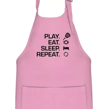 Kuchyňská zástěra Play eat sleep repeat padel - Dětská zástěra na vaření - Univerzální velikost ( Růžová )
