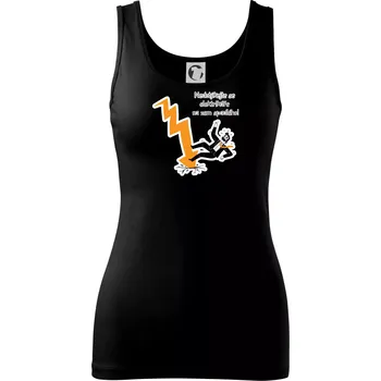 Dámské tričko Nedotýkejte se elektrikáře na zem spadlého - Dámské tílko - M ( Černá )