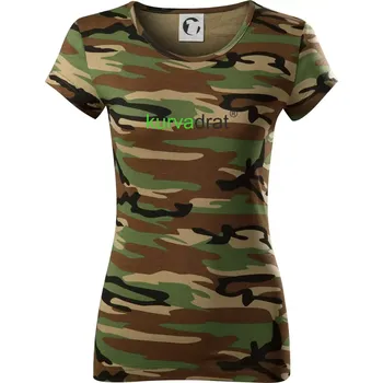 KurvaDrát - Dámské maskáčové triko - S ( Hnědý maskáč )