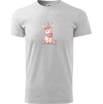 Pánské tričko Jednorožec miminko - Triko extra velké (5-8XL) - 6XL ( Světlešedý Melír )