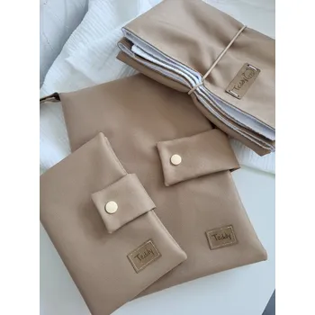 Obal na doklad Midi sada velbloudí hnědá - (plenkovník + obal na očkovací průkaz + přebalovací podložka)