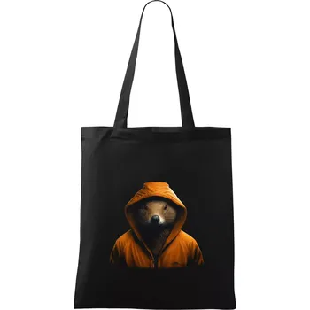Nákupní taška Bobr v mikině - Taška bavlněná - 42 x 38 cm ( Černá )