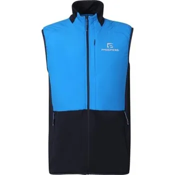 Pánská vesta PROGRESS TORSTEN VEST – pánská hybridní vesta z merino vlny, odolný nylon, reflexní prvky modrá/černo-modrá XXL