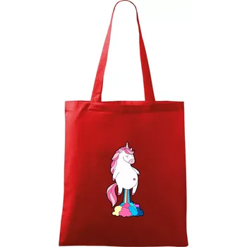 Nákupní taška Jednorožec prdí - Taška bavlněná - 42 x 38 cm ( Červená )