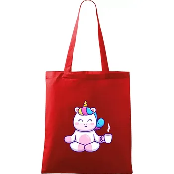 Nákupní taška Yoga - jednorožec káva - Taška bavlněná - 42 x 38 cm ( Červená )