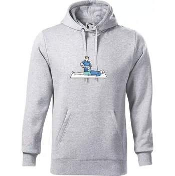 Pánská mikina Fyzioterapeutka - Mikina pánská Cape s kapucí - 3XL ( Světlešedý Melír )