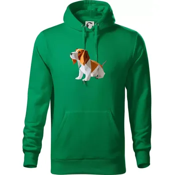 Pánská mikina Bígl slepený z papíru - Mikina pánská Cape s kapucí - 4XL ( Středně zelená )