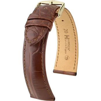 Řemínek na hodinky Kožený řemínek Hirsch Genuine Alligator L 10220719NQ-1, hnědý, aligátoří kůže, délka L - 20 mm