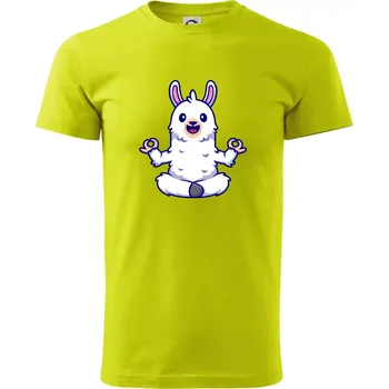 Pánské tričko Yoga meditace - lama - Klasické pánské triko vyšší gramáže - XS ( Limetková )