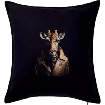 Polštář Žirafa v kožené bundě - Polštář 50x50 - 50x50 - Pouze potah ( Černá )