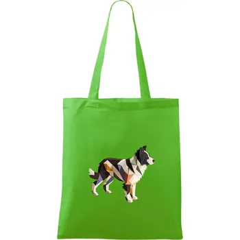 Nákupní taška Border colie slepená z papíru - Taška bavlněná - 42 x 38 cm ( Apple Green )