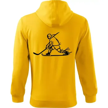 Pánská mikina Kreslený hokejista tučnou fixou - Mikina s kapucí na zip trendy zipper - XL ( Žlutá )