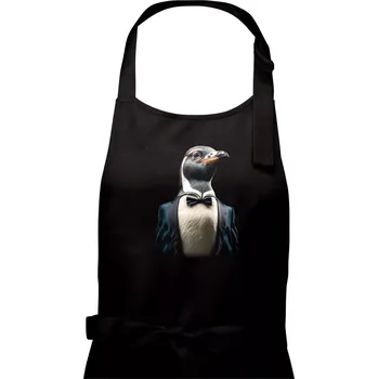Kuchyňská zástěra Tučňák v obleku - Pánská zástěra na vaření - Univerzální velikost ( Černá )