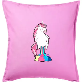 Polštář Jednorožec prdí - Polštář 50x50 - 50x50 - Pouze potah ( Růžová )
