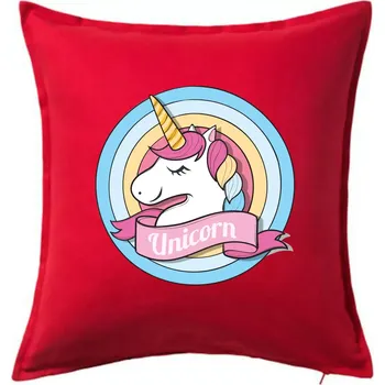 Polštář Jednorožec v kolečku - Polštář 50x50 - 50x50 - Pouze potah ( Červená )