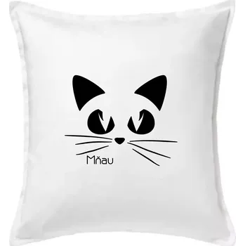 Polštář Kočka mňau - Polštář 50x50 - 50x50 - Včetně výplně ( Bílá )