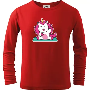 Chlapecké tričko Yoga veselý jednorožec - Triko dětské Long Sleeve - 122 cm/6 let ( Červená )