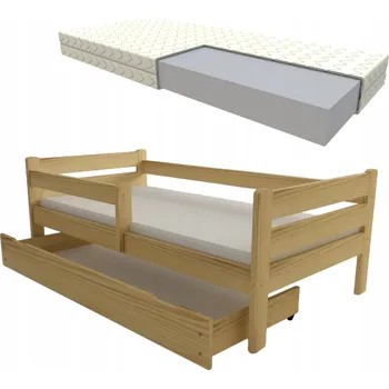 Dětská postel DĚTSKÁ POSTEL EDI 80x180 DŘEVĚNÁ BOROVICE SE ZÁSUVKOU, MATRACÍ A ROŠTEM