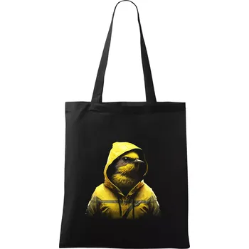 Nákupní taška Kanárek v bundě - Taška bavlněná - 42 x 38 cm ( Černá )