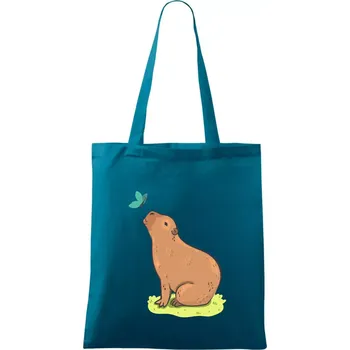 Kapybara a motýlek - Taška bavlněná - 42 x 38 cm ( Petrolejová )