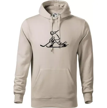 Pánská mikina Kreslený hokejista tučnou fixou - Mikina pánská Cape s kapucí - 4XL ( Ledově šedá )