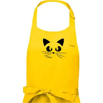 Kuchyňská zástěra Kočka mňau - Dámská zástěra na vaření - Univerzální velikost ( Žlutá )