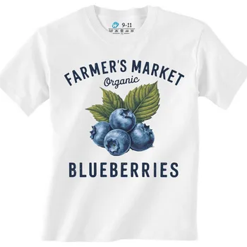 Dívčí oblečení Dětské tričko Farmářské Borůvky Farmer's Market Organic Blueberries (Barva: Bílá)
