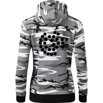 Dámská mikina SpaceX Super Heavy Raptor 2 - Dámská mikina trendy zipper s kapucí - XS ( Šedý maskáč )