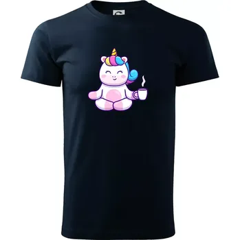 Yoga - jednorožec káva - Triko extra velké (5-8XL) - 7XL ( Námořní modrá (velmi tmavá - téměř černá) )