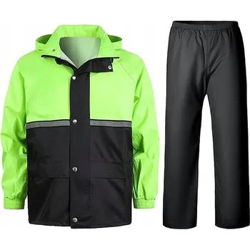 Moto bunda NEPROMOKAVÁ BUNDA + KALHOTY souprava M s kapucí a reflexními prvky