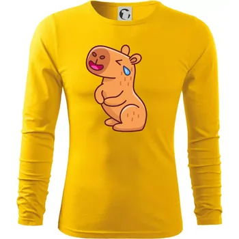 Pánská móda Smutná kapybara - Triko s dlouhým rukávem FIT-T long sleeve - M ( Žlutá )