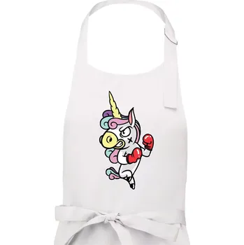 Kuchyňská zástěra Jednorožec box - Pánská zástěra na vaření - Univerzální velikost ( Bílá )