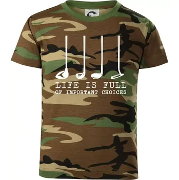 Golf - life is full of important choices - Dětské maskáčové triko - 134 cm/8 let ( Hnědý maskáč )