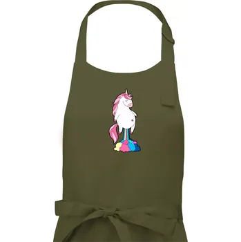 Kuchyňská zástěra Jednorožec prdí - Dámská zástěra na vaření - Univerzální velikost ( Khaki )
