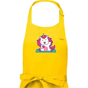 Kuchyňská zástěra Yoga veselý jednorožec - Dámská zástěra na vaření - Univerzální velikost ( Žlutá )
