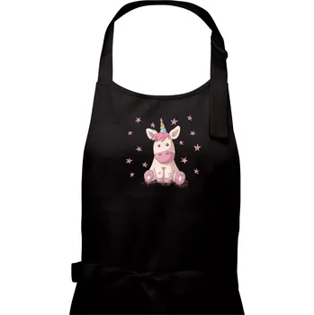 Kuchyňská zástěra Jednorožec miminko - Dámská zástěra na vaření - Univerzální velikost ( Černá )
