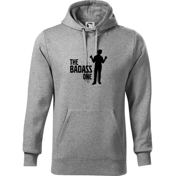 Pánská mikina Bachelor party - The badass one - Mikina pánská Cape s kapucí - 5XL ( Tmavě šedý melír )