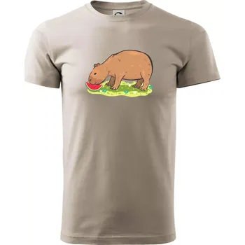 Kapybara a meloun - Klasické pánské triko vyšší gramáže - M ( Ledově šedá )