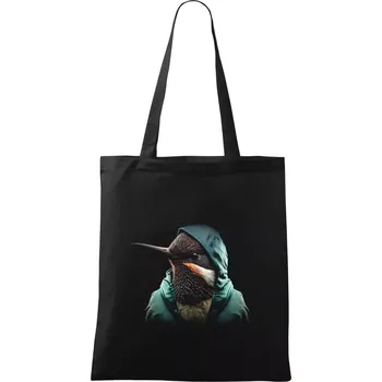 Nákupní taška Kolibřík v bundě - Taška bavlněná - 42 x 38 cm ( Černá )