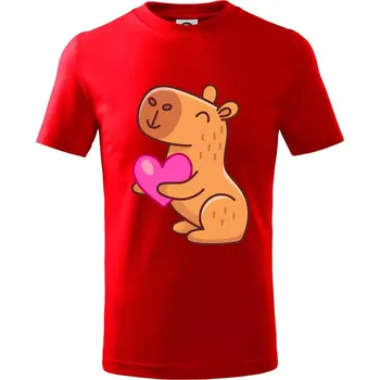 Zamilovaná kapybara - Tričko dětské bavlněné - 98 cm / 2 roky ( Červená )
