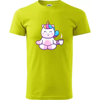 Pánská móda Yoga - jednorožec káva - Klasické pánské triko vyšší gramáže - S ( Limetková )