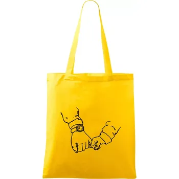 Táta a syn ruce obrys - Taška bavlněná - 42 x 38 cm ( Žlutá )