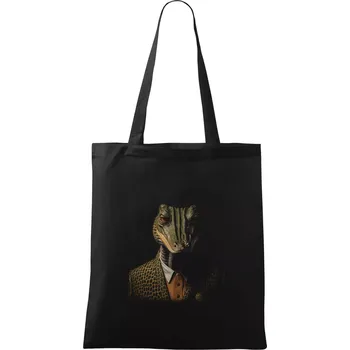 Krokodýl v obleku - Taška bavlněná - 42 x 38 cm ( Černá )