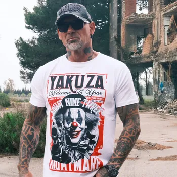 Pánská móda Pánské triko Yakuza Welcome 26016 white velikost: 5XL